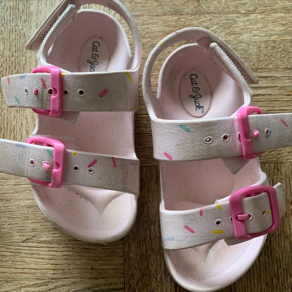Pink Confetti Cat and Jack Toddler Sandal size 6